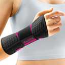 FREETOO Carpal Tunnel Wrist Brace Night Support Fit Right Hand for Work, Pain Relief Wrist Splint for Tendonitis, Sprain, Strain, Rigid Hand Brace for Arthritis for Women Men (XS, Black/Pink)