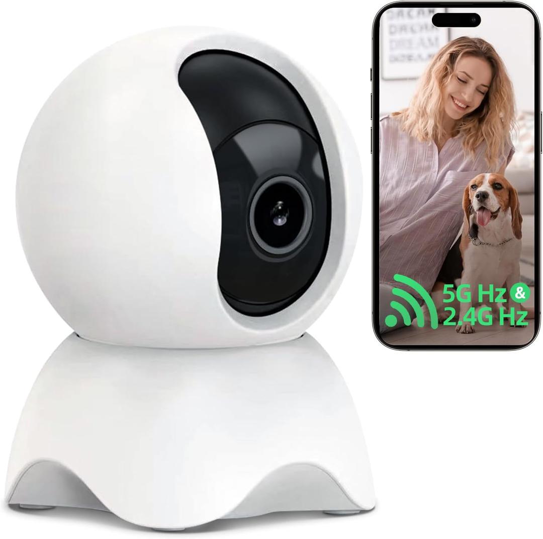 Security Indoor Camera, 1080P HD Dog & Baby Monitor, 5/2.4GHz with Motion DetectionSD & Cloud StorageNight Vision Pet & Baby Camera Two Way Audio, Privacy Mode (White Claw)