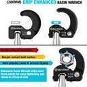 DURATECH 11" Basin Wrench, Sink Wrench, Adjustable Tap Nut Spanner Basin Spanner, Capacity of 3/8" to 1-1/4" for Fixing Back and Union Nuts Under Sink