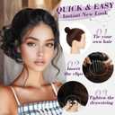 BARSDAR Drawstring Ponytail Extension - 10 Inch Short Wavy Black Ponytail Hair Extensions for Women - Synthetic Comb Clip in Ponytail Hairpieces Fake Pony Tails - Natural Black