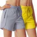 Womens Athletic 5 Inch Running Shorts with Zipper Pockets High Waisted Quick Dry Lightweight Workout Gym Shorts (Gray, M)