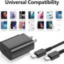 2 Pack-for Samsung Galaxy S23 S22, S21, Note 20 Fast Charging Type C,25w USB C Super Fast Charger Type C Wall Charger Block Android Phone Cable for Samsung Galaxy S20 Plus Ultra 6ft + 10ft Black