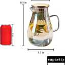 Glass Pitcher With Lid Amber Round Water Carafe with handle and Spout for Homemade Beverage, Juice,Hot Coffee, Iced Tea and Milk 62oz