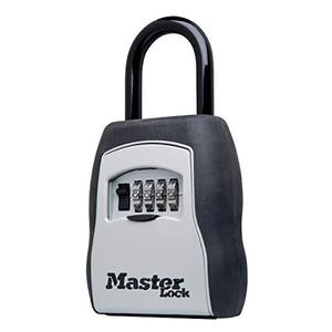 Master Lock Key Lock Box for House Keys – Outdoor Portable Combination Lockbox with Resettable 4 Digit Code, Weather Resistant Durable Metal Body, Holds 5 Keys, 5400EC Black
