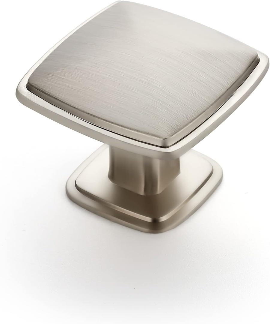 Ravinte 15 Pack Brushed Nickel Kitchen Cabinet Square Knob Single Hole Cabinet Hardware for Dresser Drawer Cabinet Pulls Drawer Knobs Cabinet Knobs Contemporary Antique Rustic