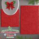 LuxUrux Red Christmas Bathroom Rugs Sets 2 Piece: Quick Dry, Soft Plush Anti-Slip, Super Absorbent. Includes Rectangular (31x20 inches) & U-Shaped Toilet Mat (20x20 inches) | Red