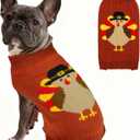 Thanksgiving Dog Sweater, Knitted Dog Thanksgiving Fall Holiday Sweaters Outfit Clothes for Small Medium Large Dogs Pets (Turkey, Large)