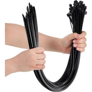 Nuanchu 100 Pcs 24 Inch Black Zip Ties Heavy Duty Cable Ties for Indoor and Outdoor Binding Fences, Awnings Tying, Branches Bundling of Crops
