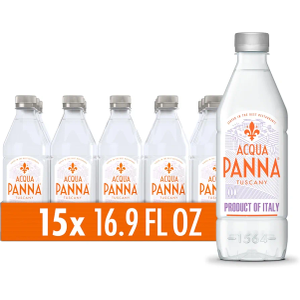 Acqua Panna Natural Spring Water, 16.9 Fl Oz (Pack of 15) Plastic Water Bottles, Best Before 09/2026 