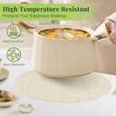 13-Inch Faux Leather Round Placemats Set of 6, Waterproof Anti-Slip Dual Sided Place mats, Heat Resistant Washable Table Mats with Coaster, Suitable for Indoor & Outdoor (6, Black Beige)