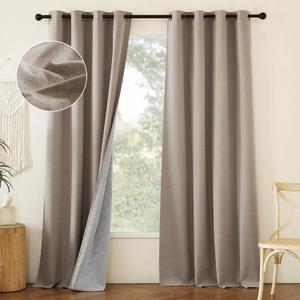NICETOWN Linen 100% Blackout Linen Curtains 90 inches Length for Bedroom, 2 Panels, 52" W, Thermal Insulated Window Draperies for Living Room