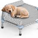 Orthopedic Dog Bed for Small Dogs - Removable Bolsters & cleanable Cover,Elevated Outdoor Dog Bed,Raised Dogs Bed,Easy to Assemble,Up to 75 lbs,Small