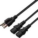 NEMA 5-15P to 2 x C13 Power Cord Splitter Cable,5-15P to Dual C13 Y Splitter Power Cord,American 3 pin 3 Pole to C13 Multiple Interface Power Splitter Cord (5-15P to 2X C133.2FT/1M)