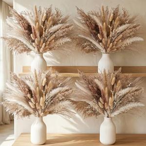 JOHOUSE 450PCS Natural Dried Pampas Decor - Dried Flower Filler for Centerpieces, Boho & Farmhouse Wedding, Home Vase & Spring Bunny Tails