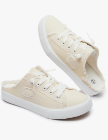 BENPAO Women's Slip on Sneakers Canvas Slip ons Shoes Fashion Comfortable Mules Womens Non Slip Loafers Casual Backless Shoes 7.5