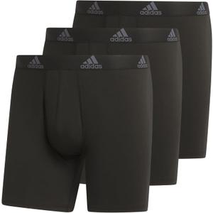 adidas Men's Performance Stretch Cotton Boxer Briefs 3-Pack, Soft Underwear, Superior Comfort (Large, Black/Onix Grey)