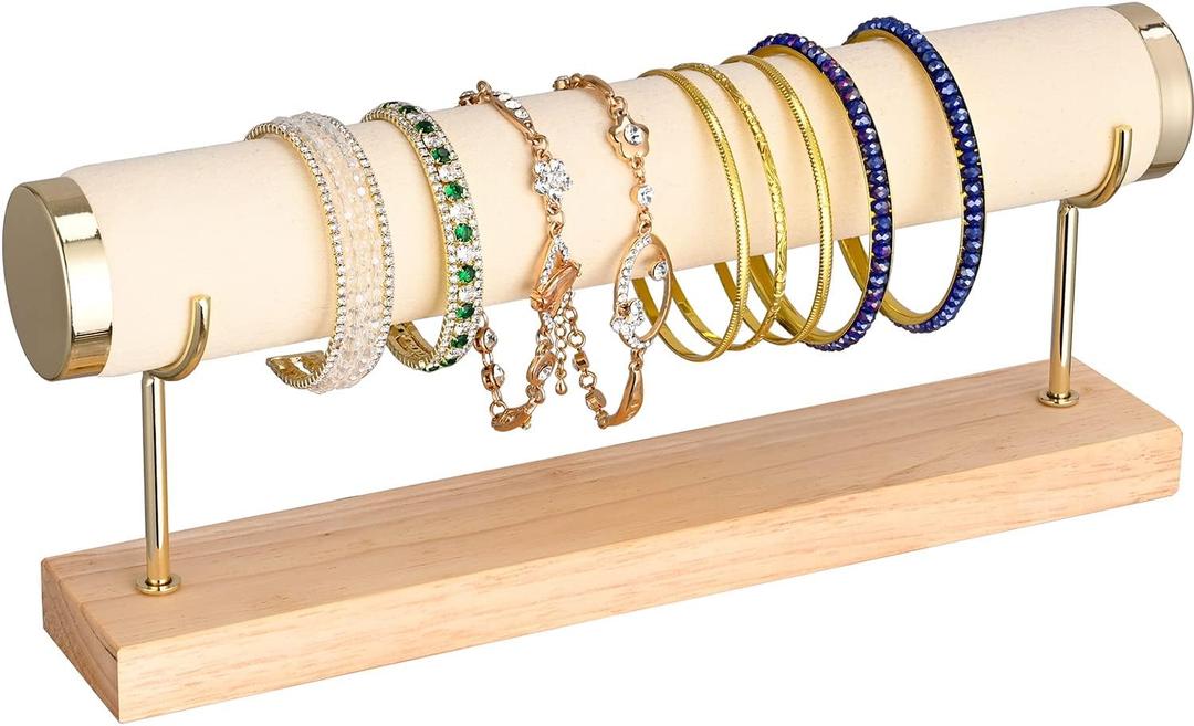 Bracelet Display Holder Bangle Storage Single Tier T-bar Stand Towers for Jewelry Wrist Watch Organization, White