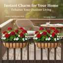24 Window Box Railing Planter with Coco Liner Metal Wall-Mounted Coconut Liner Planter Basket English Horse Trough Planters for Outdoor Deck Balcony Porch Fence Patio Black (2 Pack)