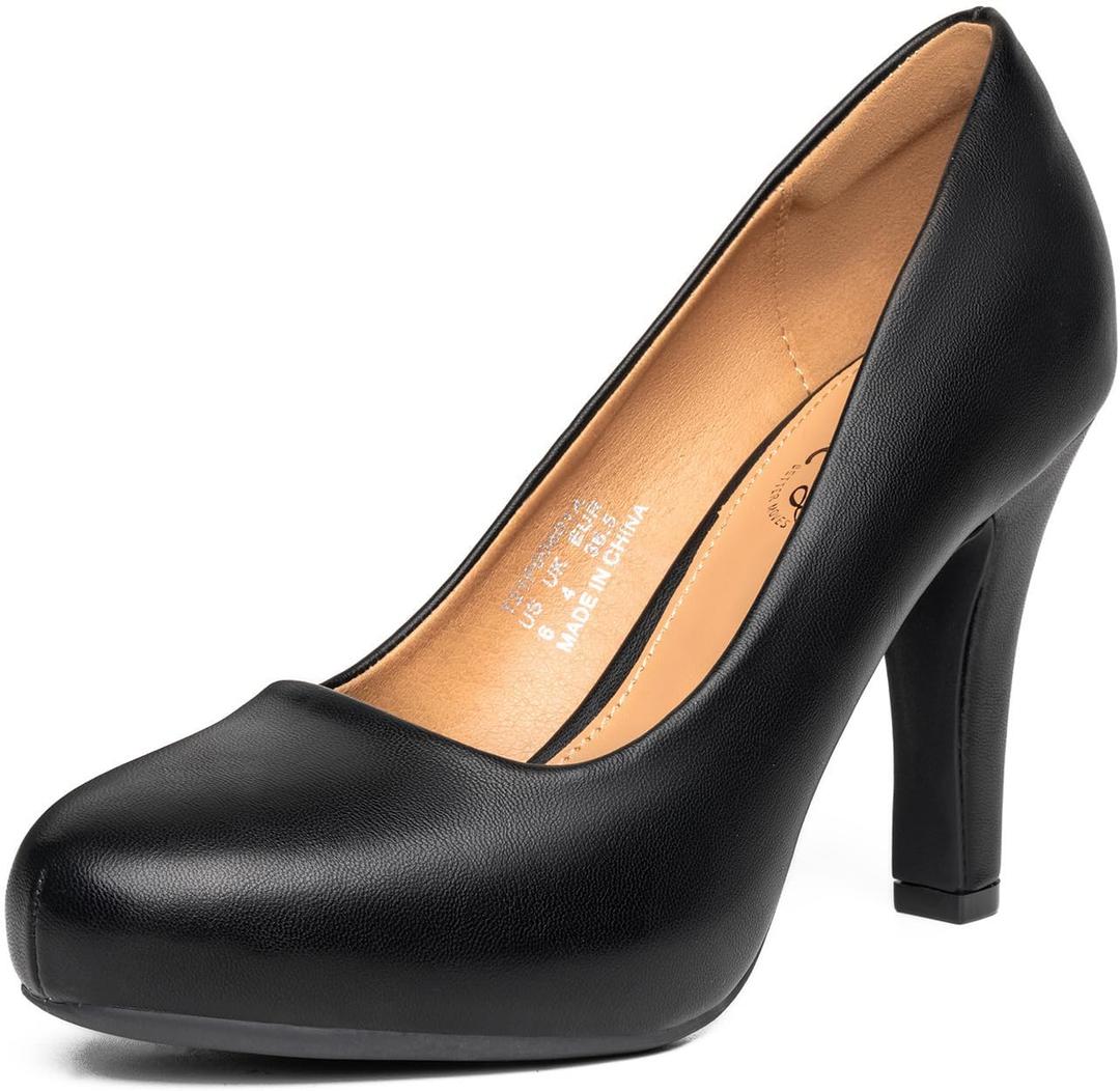 Trary High Heels, Black Heels White Heels Brown Heels Nude Heels Platform Heels, 3.2IN High Heel Closed Round Toe Pumps Dress Office Wedding Shoes for Women (9)