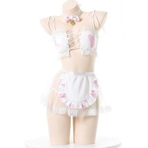 SINROYEE Womens Sexy Cow Cosplay Bikini Lolita Maid Outfit Kawaii Bra and Panty Set Japanese Anime Lingerie, ONE SIZE