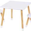 UTEX Kids Table with 2 Chairs Set for Toddlers, Boys, Girls, 3 Piece Kiddy Table and Chairs Set, White, Square Table With Round Chairs