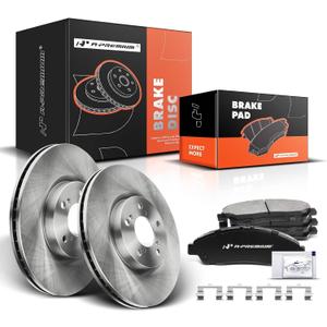 A-Premium 12.99 inch (330mm) Front Vented Disc Brake Rotors + Ceramic Pads Kit Compatible with Honda and Acura Models - Pilot 2009-2015, MDX 2007-2013, RLX 2014-2015/2017-2018, ZDX 2010-2013, 6-PC Set