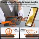 for Samsung Galaxy S22 Case with 360Spin Magnetic Stand & Finger Strap, [Fit for MagSafe][Mil-Grade Protection] Ring Holder Kickstand Non-Slip Shockproof Matte S22 Phone Case (Orange)