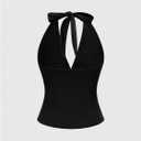 BEAUDRM Women's Western Tops Cowgirl Boho Tops 70s Hippie Cowboy Cowgirl Outfits Going Out Backless Halter Tank (Black, S)