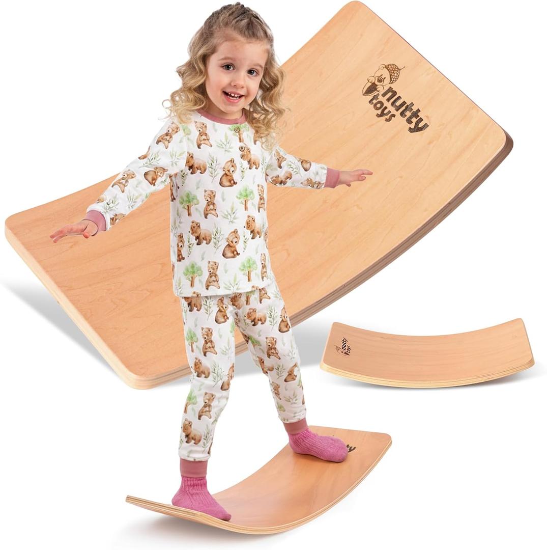 NUTTY TOYS Montessori Wooden Wobble Board for Kids & Adults -100% Natural Wood Balance Board, Waldorf Toddler Balancing Toy, Unique Boy Girl Open Ended Toy Best Valentines Day & Easter Gifts Idea 2026 (Mini)