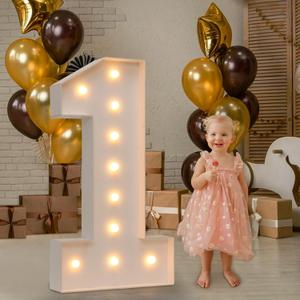 imprsv Marquee Numbers, 3FT Light Up Numbers for 1st Birthday Party Decorations, Mosaic Numbers for Balloons, Large Cardboard Numbers, Number One Balloon Frame, Number Blocks Birthday Party