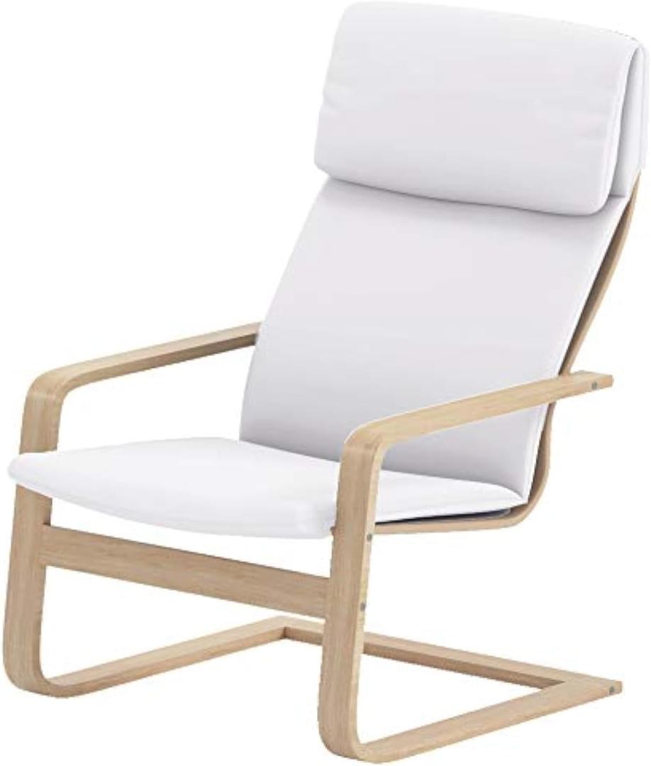 The Pello Chair Cotton Covers Replacement is Custom Made Compatible for IKEA Pello Chair Cover (Or Pello Armchair Slipcover). (Bright White)