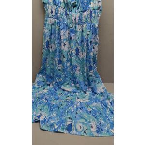 Women's 2024 Summer Floral Boho Dress Square Neck Strapped Swing A Line Beach Long Maxi Dress with Pockets Blue Floral L
