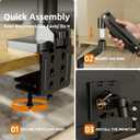 Claiks Single Monitor Mount for Max 49 inch Screens Stand up to Max 44 lbs, Ergonomic Gas Spring Heavy-Duty Adjustable Monitor Arm, with Clamp and Grommet Base, VESA Mounting Holes 75&100mm, Black