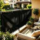 3' x 15' Dark Gary Waterproof Balcony Privacy Screen Cover PU Polyester Fabric Material Height Shield for Deck, Patio, Backyard, Outdoor Pool, Porch, Railing