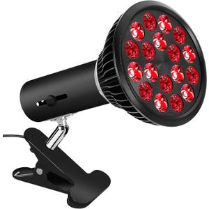 Red Light Therapy Bulb with Adjustable Socket Clamp, 18 LEDs Red & Infrared Light Therapy Device for Skin Care & Pain Relief