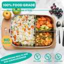 LEEPENK Stainless Steel Bento Box (40oz) with 6oz Condiment Container for Women, Leak Proof Metal Lunch Container with 3 Compartments, Metal Food Storage Lunch box for Work, Travel, Adults