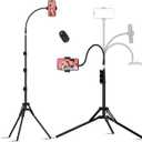 Phone Tripod, 6.75 FT Tall Phone Tripod Stand with Flexible Gooseneck, Overhead 360Adjustable Tripod with Phone Holder, Compatible with iPhone 16 Pro Max/Plus/16/15/14 for Video Recording