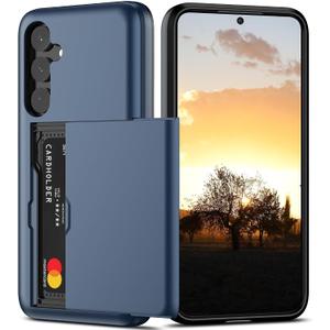 Nvollnoe for Samsung S24 Plus Case with Card Holder Dual Layer Heavy Duty Protective Case Hidden Card Slot Slim Wallet Case for Samsung S24 Plus 6.7''(Blue)