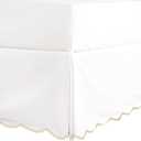 HIG Off White Chic Queen Bed Skirt - Easy Fit Scallop Edge Pleated Bedskirts, 14 Inch Drop Anti-Slip Dust Ruffle, Thick Fabric for Enhanced Privacy, Pre-Washed for Long-Lasting Use(N60022)