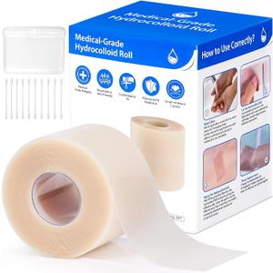 Hydrocolloid Bandages Roll 2" 19.7' Hydrocolloid Roll for Wound Care, Hydrocolloid Patch Large, Hydrocolloid Gel Bandages Hydrocolloid Dressing with Self-Adhesive, DIY Size Shape First Aid Kit