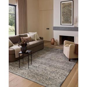 Loloi Amber Lewis Josie Collection JOS-05 Dove/Gold 2'-6" x 10'-0", .13" Pile Height, Low Profile, Machine Washable, Runner Rug