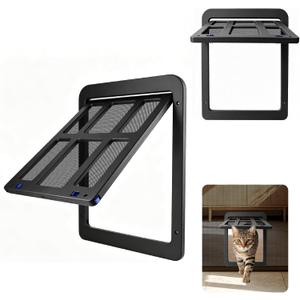 Namsan Cat Door Screen Door, Passage 8.3 x 10.3 inches, Small Dog Door for Sliding Door, Magnetic Auto Closing, Cat Screen Window, Lockable, Black