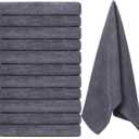 Handepo 12 Pcs Microfiber Workout Gym Towels, 360 GSM 12 x 30 Inch Gentle and Fast Drying Absorbent Towels for Men Women Yoga Travel Sports(Gray)