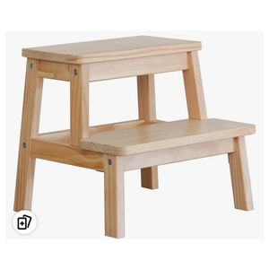 Adult & Child Wooden Two Step Stool ，Stepping Stool，Kids Step Stool Kitchen Step Stools for Bathroom– Perfect for Kitchen, Bathroom, Bedrooms & More (Wood Color)
