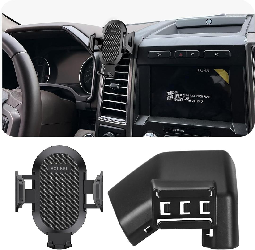 AOUKKL Car Phone Holder Fits for Ford F-150 F150 2015-2020 Accessories(Fits for Air Outlet with Reflective Decoration),Thick Cases Friendly,Cell Phone Mount for 4.7-7 in Phones,360 Degree Rotation