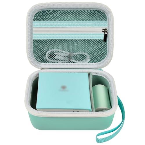Case for Memoking T02/ for ETIKEZ/for Phomemo M02/ T02/ M02S/ M02 pro/ M02X Inkless Sticker Photo Printer. Portable Printer Storage Holder for Label Maker, Thermal Paper, USB Cable (Box Only)-Green