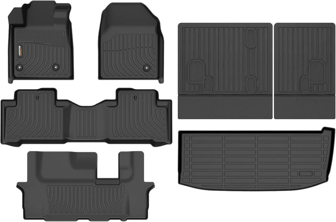 Binmotor-Floor Mats with Cargo Liner Set for Honda Pilot 2009-2015, All Weather Car Floor Mats Cargo Trunk Mat for Honda Pilot Accessories Liners