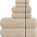 MyOwn Ultra Soft 6 Pack Cotton Towel Set, Contains 2 Bath Towels 28x55 inch, 2 Hand Towels 16x24 inch & 2 Wash Coths 12x12 inch, Ideal Everyday use, Compact & Lightweight - Tan