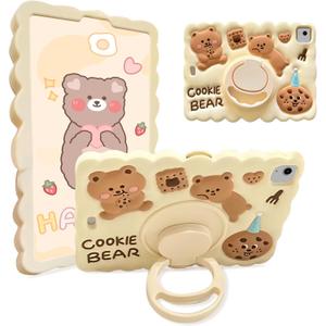 ACEMO for iPad A16 11th Gen 2025 / 10th Generation Case 2022 10.9 inch with 360 Rotating Kickstand Stand, Cute Cookie Cartoon Silicone Protective Kids Girl Cover for iPad 11th 10th Gen, Beige ACEMO for iPad A16 11th Gen 2025 / 10th Generation Case 2022 10.9 inch with 360 Rotating Kickstand Stand, Cute Cookie Cartoon Silicone Protective Kids Girl Cover for iPad 11th 10th Gen, Beige