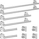 Newfun 10Pcs Brushed Nickel Bathroom Hardware Set - Includes 24&18inch Towel Bar, Robe Hook, Toilet Paper Holder, 2 Pack 5 Piece Bathroom Accessories Set Stainless Steel Wall Mounted